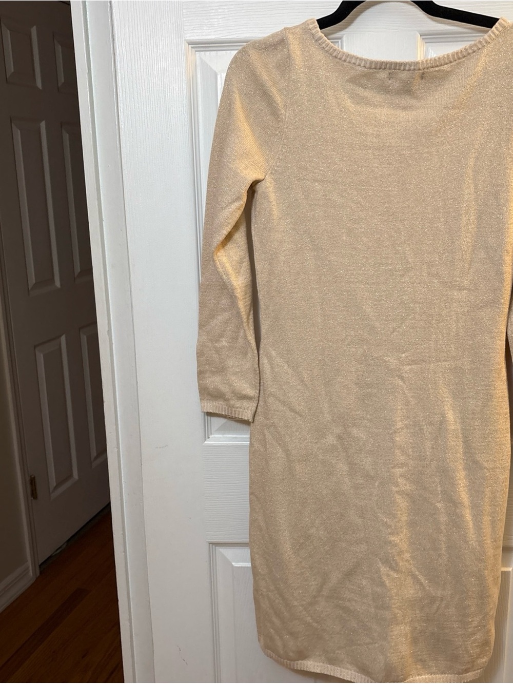 Chaps Cream Cable Knit Dress with Metallic Thread - Picture 3 of 4